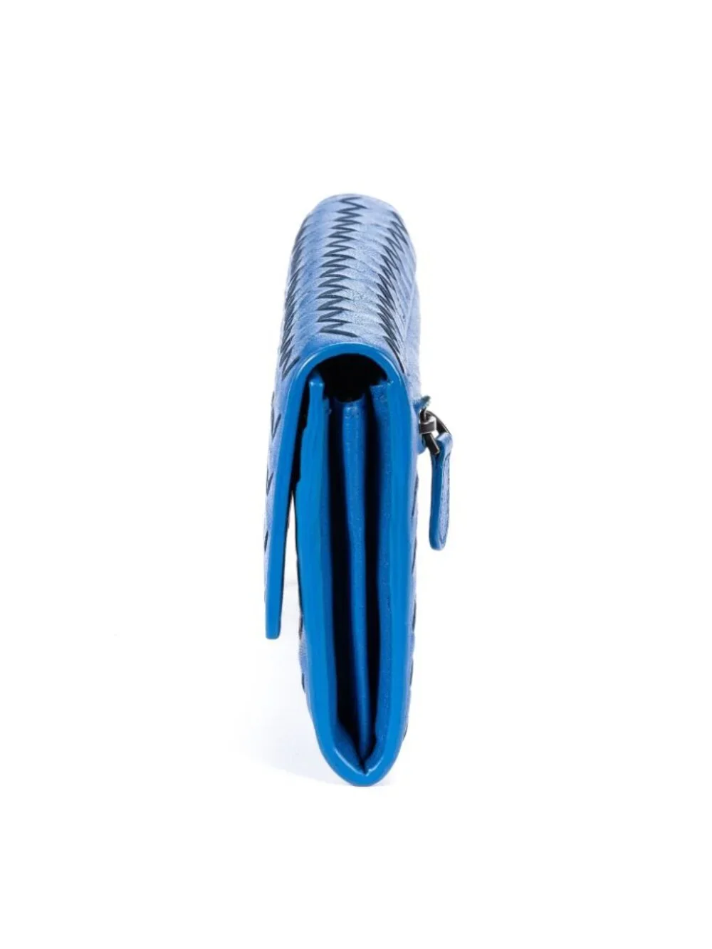 Bottega Veneta Flap Blue Intrecciato Calfskin Leathera